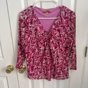 Ellen Tracy Kids XL Nylon Pink Polka Dot Long‎ Sleeve Lined Shirt